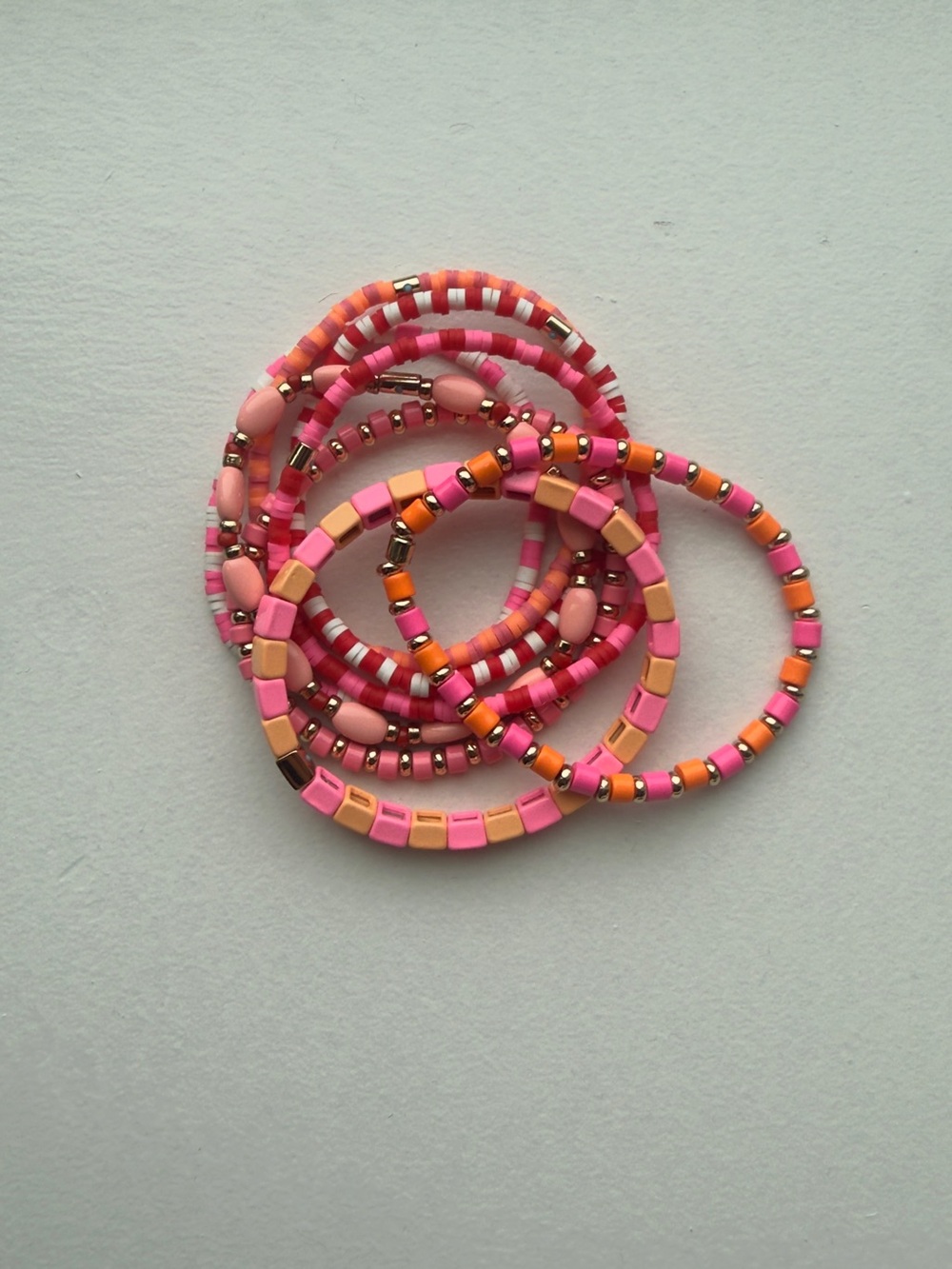 Roxanne Assoulin Pink & Coral Beaded Stretch Bracelets - Picture 3 of 3